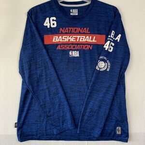 NBA Long Sleeve Blue T Shirt Men L Pullover 46 Logo Sport Performance Basketball